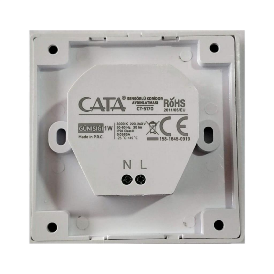Cata Ct 5170 1W Beyaz Kasa Sensörlü Koridor Aydınlatması 3200K GÜNIŞIĞI