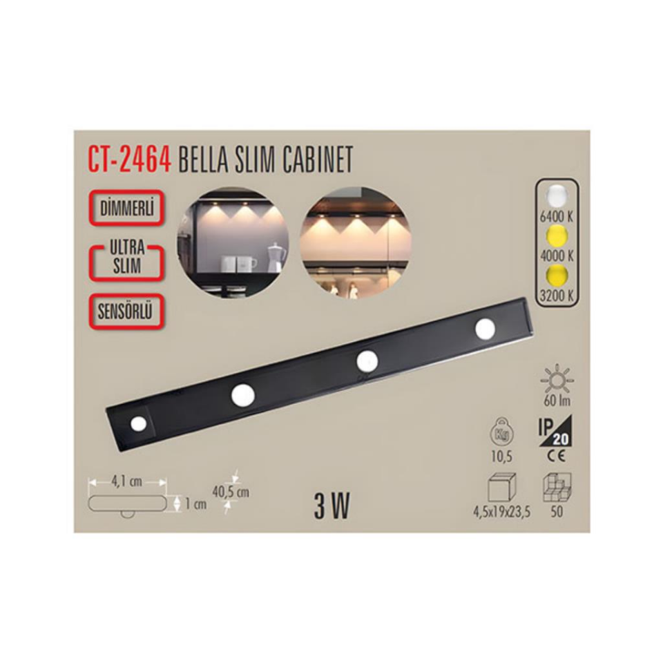 Cata CT-2464 Bella Slim Cabinet 3 Renk Modlu, Şarjlı, Sensörlü